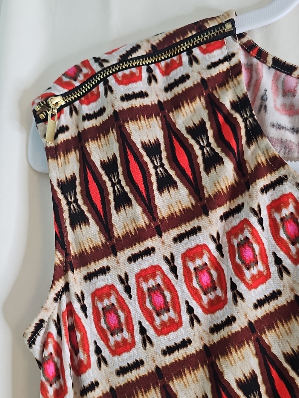 Rafaella Sleeveless Geometric Midi Dress in Red, Black and Cream - Picture 4 of 7